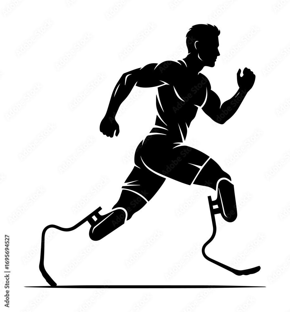 amputee runner with prosthetic legs silhouette vector Stock Vector ...