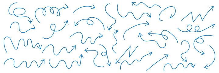 Wall Mural - scribble illustration doodle arrow shape set. And drawn style with brush stroke.
