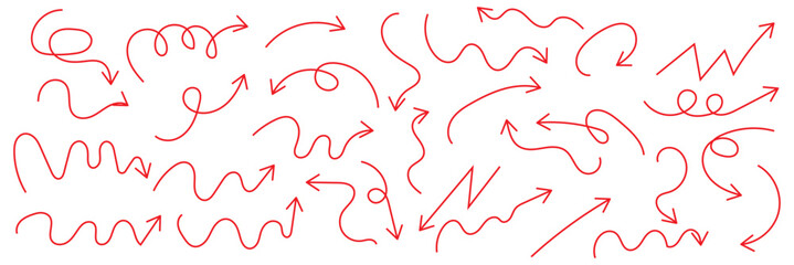 Wall Mural - scribble illustration doodle arrow shape set. And drawn style with brush stroke.