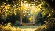© aref - Sunlit Serenity: An Empty Swing Set Beckons in a Golden Natural Paradise
