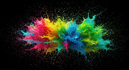 Spectacular splash of vivid colors exploding against a dark canvas showcasing dynamic movement and creative expression in a bold artistic statement