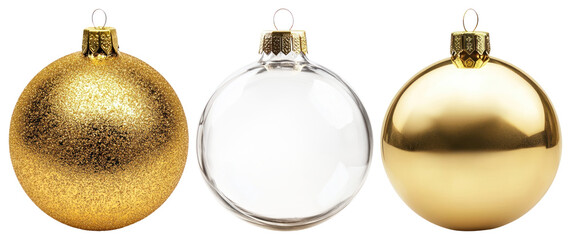 Wall Mural - PNG Elegant gold and clear ornaments, element set on transparent background