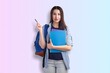 © BillionPhotos.com - Young student woman with bag on pink background