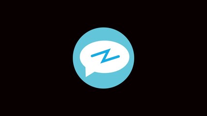Animated chat bubble blue icon minimalist interface clean modern communication technology background. Blue speech bubble animation digital messaging app chat bubble ui ux element motion graphics loop.