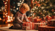 © iPhoto - Child christmas morning gifts presents tree holiday celebration joy
