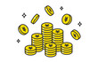 © キムラ - 円が貯まるイメージの山積み･降り注ぐコイン【ベクターイラスト素材】