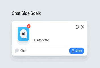 Modern user interface design of a web application pop--up window for an AI assistant chatbot with a notification for user support and engagement
