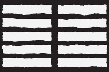 Wall Mural - Collection of hand-drawn rectangular black shapes with torn edges on white background