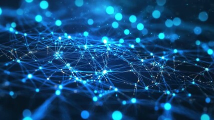 Wall Mural - abstract digital network background with glowing connections and blue lights creating a futuristic a