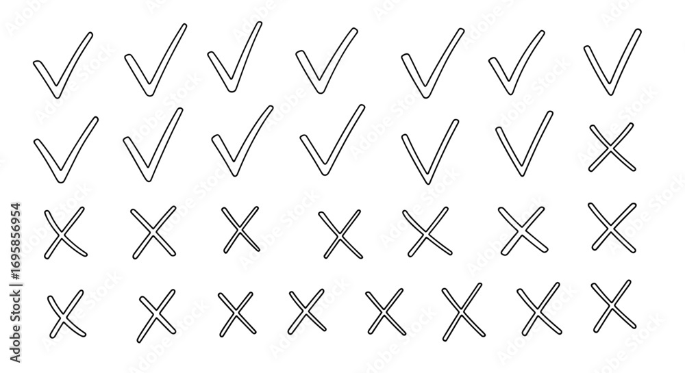 Check Mark Column Illustration of check marks and x marks arranged in rows and columns ...