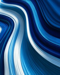 Wall Mural - abstract flowing wave lines in blue and white with a modern digital look.