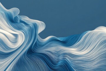 Wall Mural - abstract flowing wave lines in blue and white with a modern digital look.