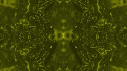 Wall Mural - Slow motion trippy kaleidoscope animation with geometric pattern symmetrical warp vibrant abstract background optical illusion dynamic visual loop psychedelic motion design hypnotic lighting yellow