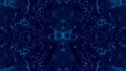 Wall Mural - Slow motion trippy kaleidoscope animation with geometric pattern symmetrical warp vibrant abstract background optical illusion dynamic visual loop psychedelic motion design hypnotic lighting blue