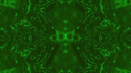 Wall Mural - Slow motion trippy kaleidoscope animation with geometric pattern symmetrical warp vibrant abstract background optical illusion dynamic visual loop psychedelic motion design hypnotic lighting green