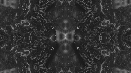 Wall Mural - Slow motion trippy kaleidoscope animation with geometric pattern symmetrical vibrant abstract background optical illusion dynamic visual loop psychedelic motion design hypnotic lighting black white