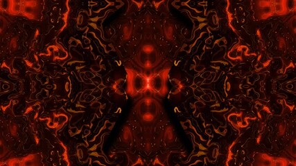 Wall Mural - Slow motion trippy kaleidoscope animation with geometric pattern symmetrical warp vibrant abstract background optical illusion dynamic visual loop psychedelic motion design hypnotic lighting red