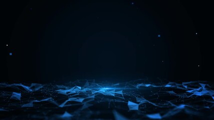 Wall Mural - Futuristic Digital Network Geometry in Dark Blue Technology Landscape