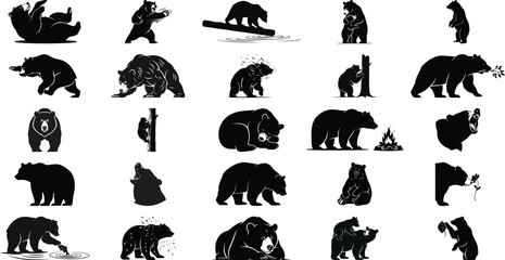 Bear silhouette vector illustration set design