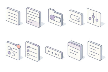 Wall Mural - Web interface 3d icon set. ui, ux, design, elements, technology, app, digital