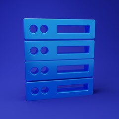 Wall Mural - Blue Server, Data, Web Hosting icon isolated on blue background. Minimalism concept. 3D render illustration