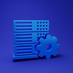 Wall Mural - Blue Server setting icon isolated on blue background. Minimalism concept. 3D render illustration