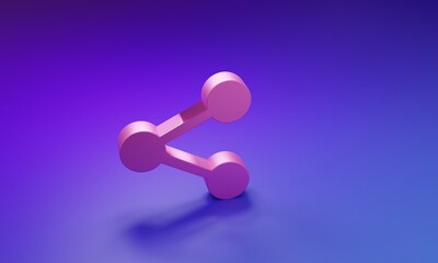 Wall Mural - pink share icon isolated on purple-blue background. share, sharing, communication pictogram, social 
