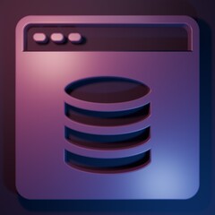 Wall Mural - Purple Server, Data, Web Hosting icon isolated on purple-blue background. Minimalism concept. 3D render illustration
