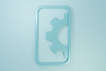 Wall Mural - Blue Software, web development, programming concept icon isolated on blue background. Programming language and program code on screen mobile. Minimalism concept. 3D render illustration