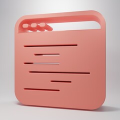 Wall Mural - Pink Software, web developer programming code icon isolated on pink background. Javascript computer script random parts of program code. Minimalism concept. 3D render illustration