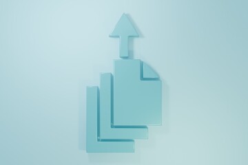 Wall Mural - Blue Data export icon isolated on blue background. Minimalism concept. 3D render illustration