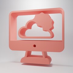 Wall Mural - Pink Weather forecast icon isolated on pink background. Minimalism concept. 3D render illustration