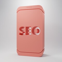 Wall Mural - Pink Mobile phone SEO optimization concept icon isolated on pink background. Minimalism concept. 3D render illustration