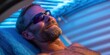 © Simon - Caucasian male relaxing in tanning bed with protective eyewear