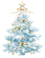 Wall Mural - PNG Christmas tree illustration watercolor watercolor illustration.