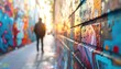© matkhairul - Person walking in graffiti alley with sunlight