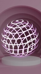 Wall Mural - Animation of moving globe over gray circles