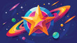 © Sam - Star and planets in space. Vector illustration in flat design style.