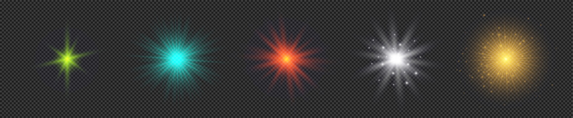 Wall Mural - set of light effects of lens flares