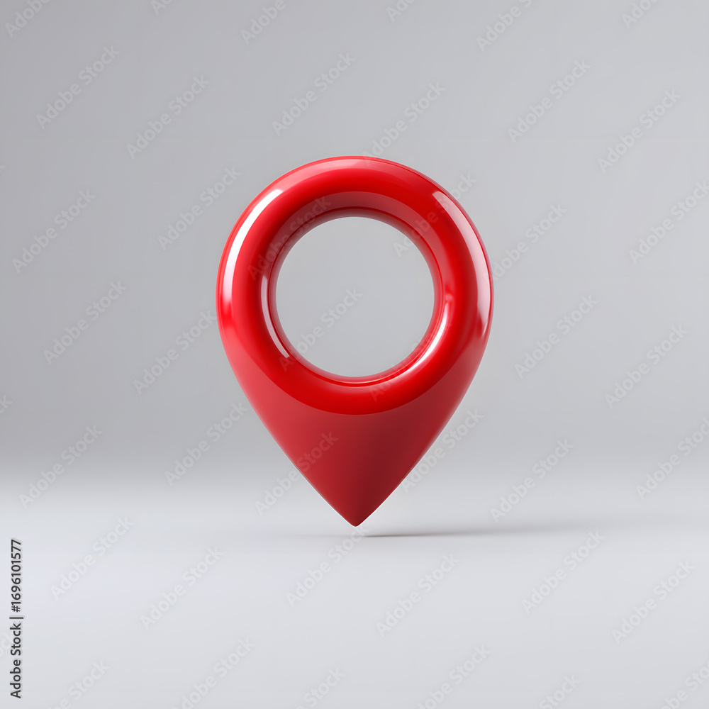 Red glossy 3D location pin isolated. Modern GPS navigation symbol for ...