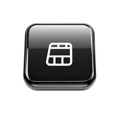 Glossy black square button with white icon of a grid