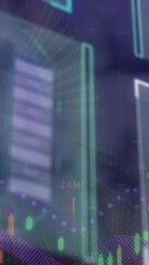 Wall Mural - animation of data processing and statistics on screens