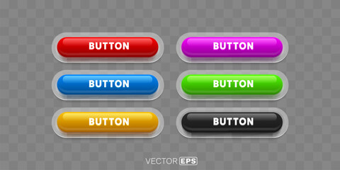 Wall Mural - Light button, frame label, event web bar, buttons with color. Vector illustration
