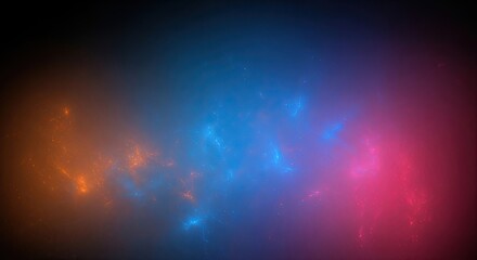 Wall Mural - Abstract Nebula with Orange, Blue, and Pink Hues Amidst Cosmic Dust Particles
