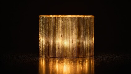Golden cylindrical object on dark surface
