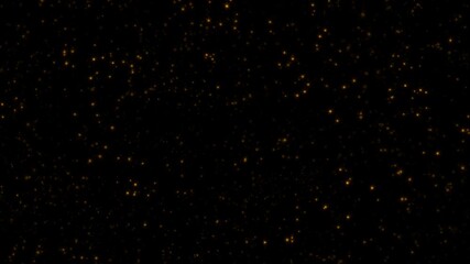 Wall Mural - Abstract animation loop glow gold stars particles flow from left to right on black background. 4K 3D seamless looping gold bokeh particles dust fly in the air.