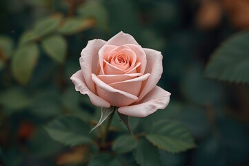 Wall Mural - A pink-petaled rose blooming in the garden