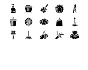 Wall Mural - house cleaning line vector icons