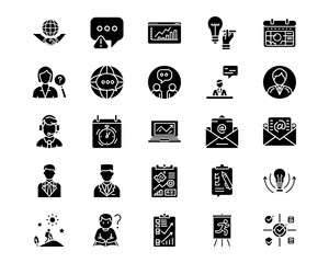 Wall Mural - project management line vector icons