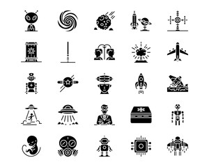 Wall Mural - science fiction line vector icons